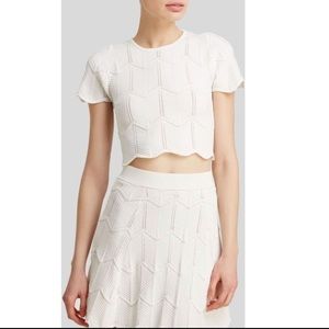 Lucy Paris White Crochet Two Piece Set